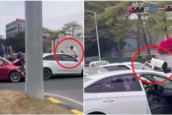 廣東男子情緒崩潰 當街隨機砸車