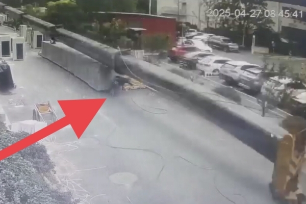 江蘇數十米長吊臂傾倒 男子驚險急閃畫面曝光