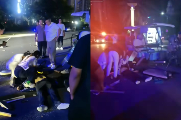 海南一輛觀光車被撞 造成至少2死5傷